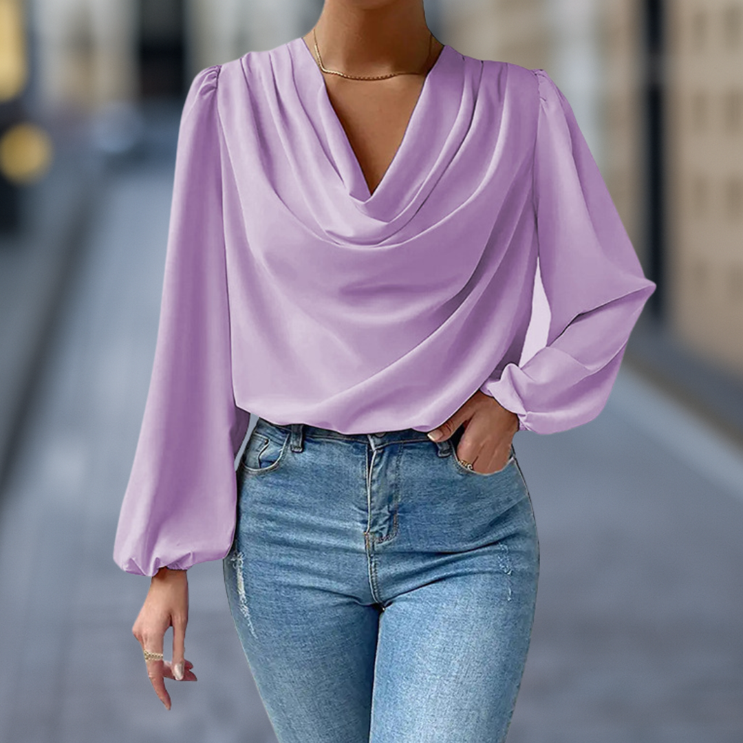 Celeste Luxe elegante gedrapeerde damesblouse