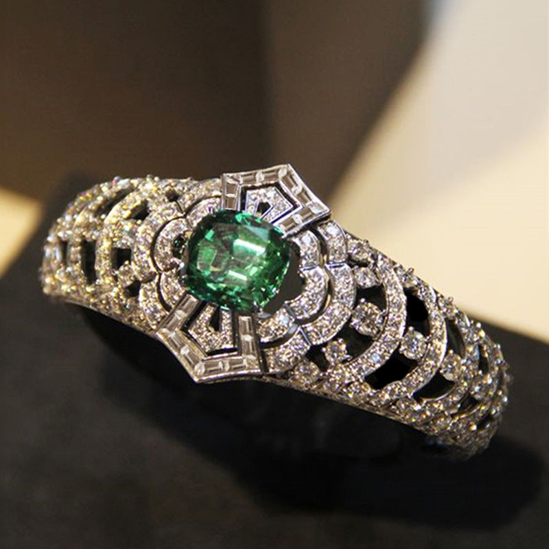 Émeraude Art Déco en Or Blanc - Bague Élégante