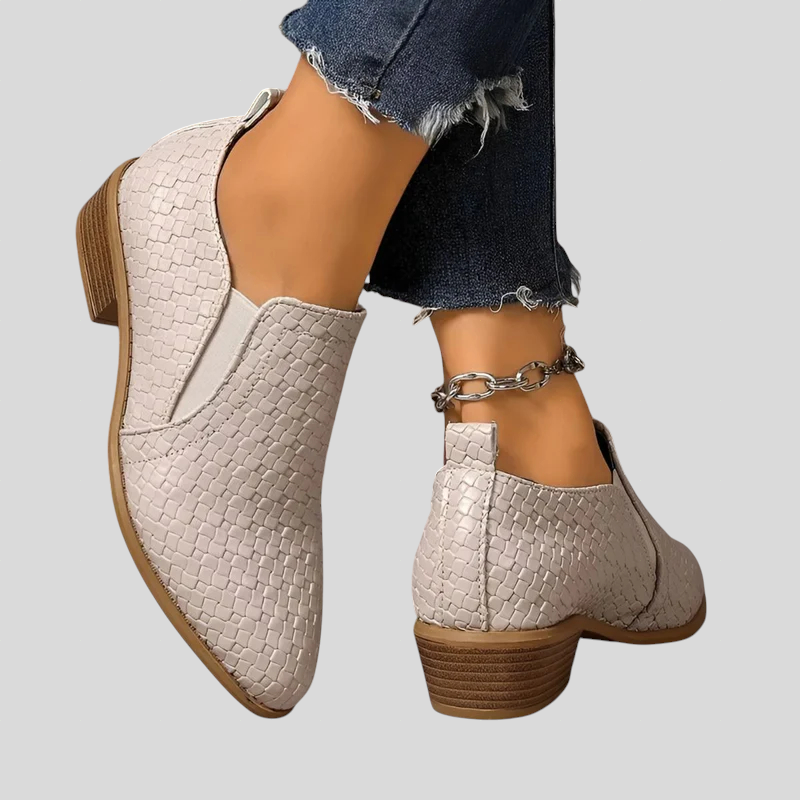 Alba™ | Elegante geflochtene Stiefeletten mit Blockabsatz