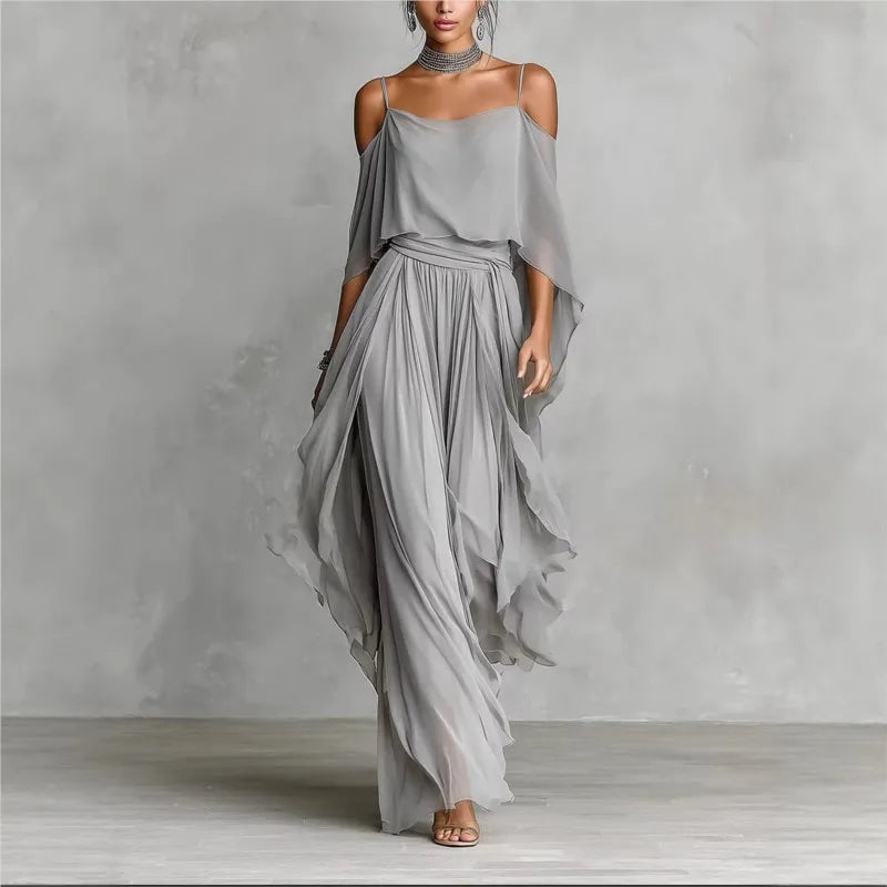 Lichte chiffon zomeroutfit voor dames