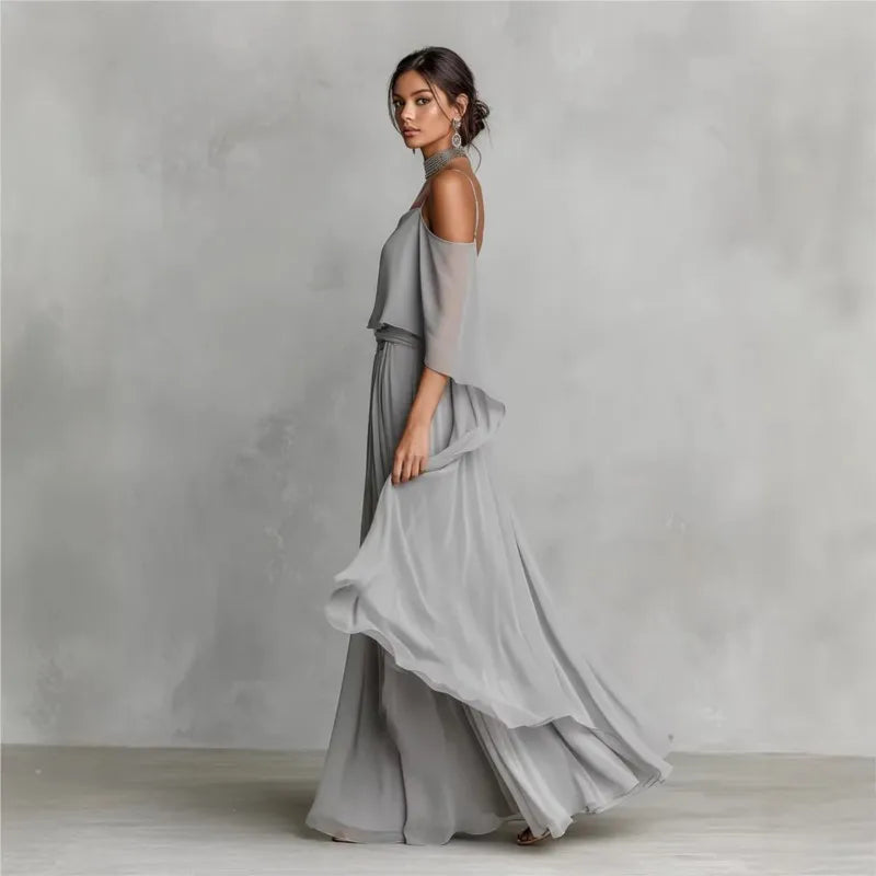 Lichte chiffon zomeroutfit voor dames