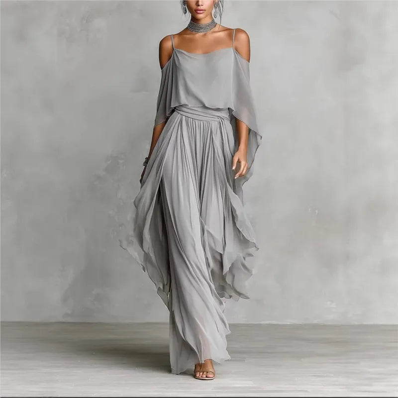 Lichte chiffon zomeroutfit voor dames