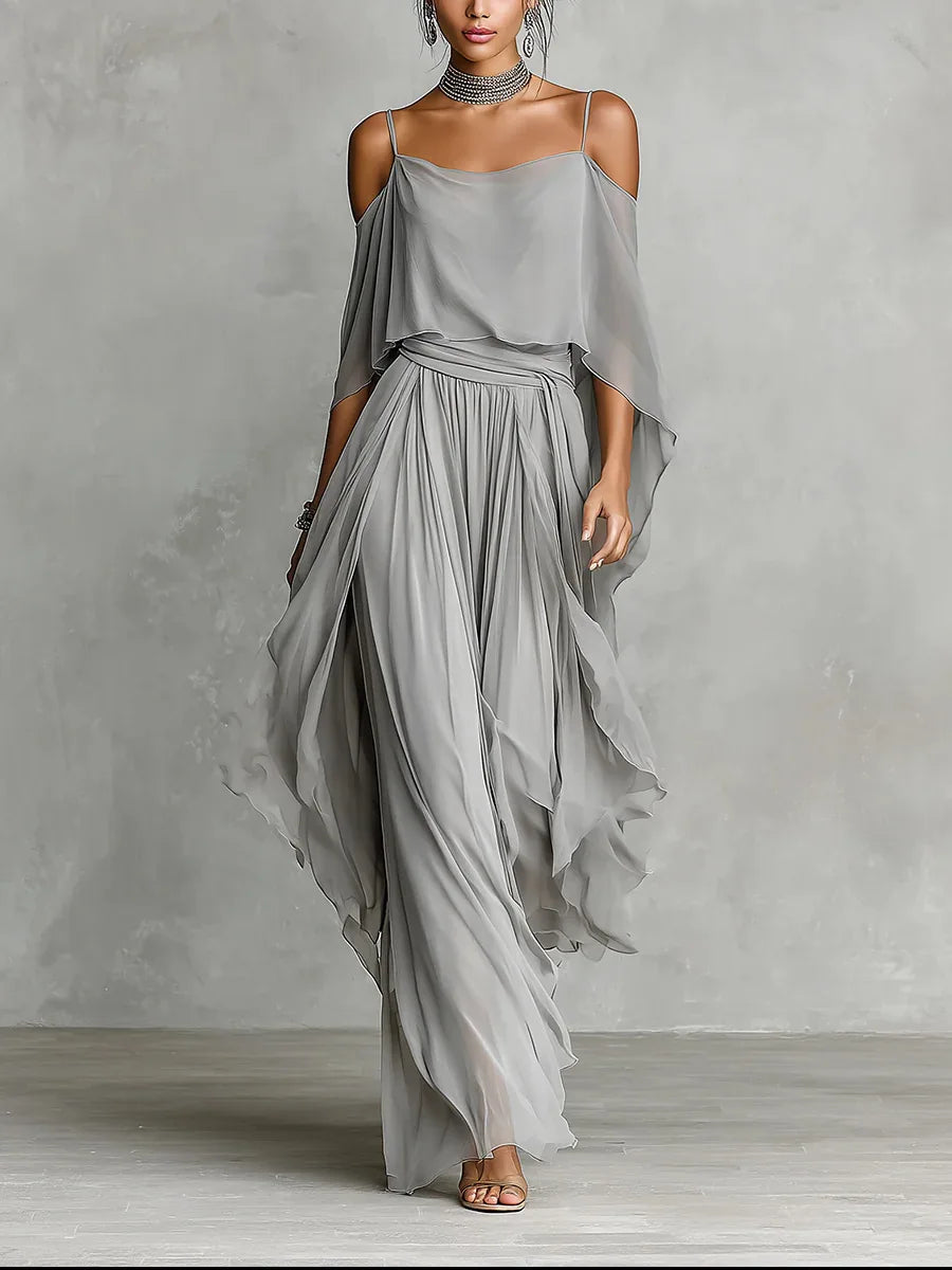 Lichte chiffon zomeroutfit voor dames