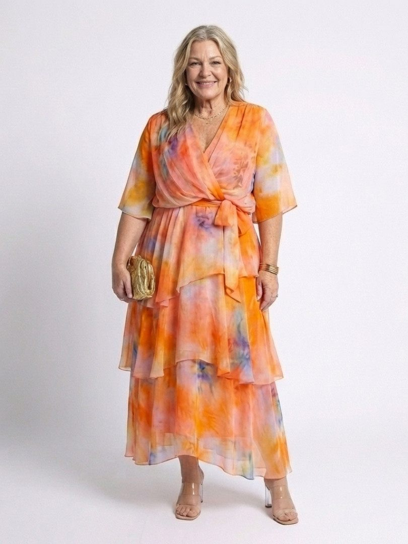 Calista | Robe Maxi en Tulle à Encolure V avec Ceinture à Nouer