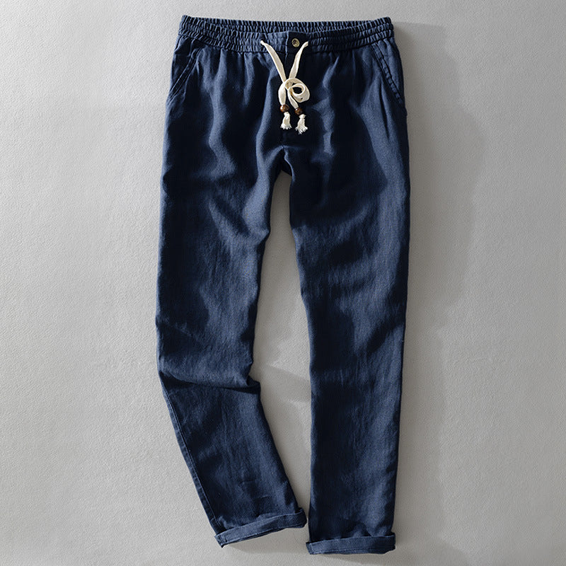 Harrington 100% linnen broek met elastische comfortband