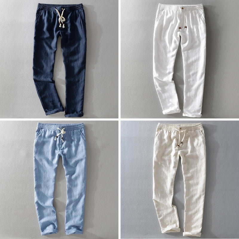 Harrington 100% linnen broek met elastische comfortband