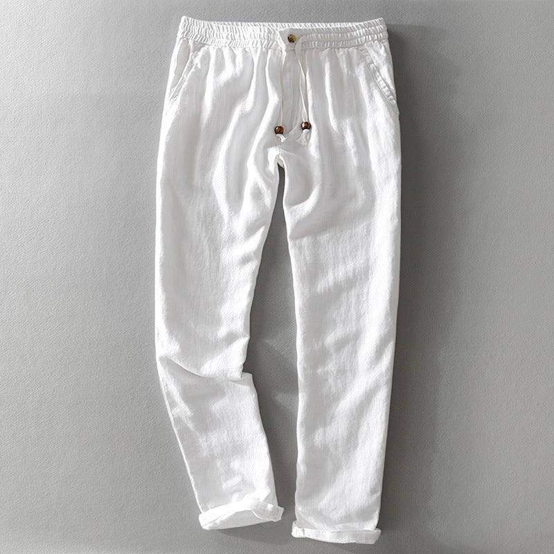Harrington 100% linnen broek met elastische comfortband