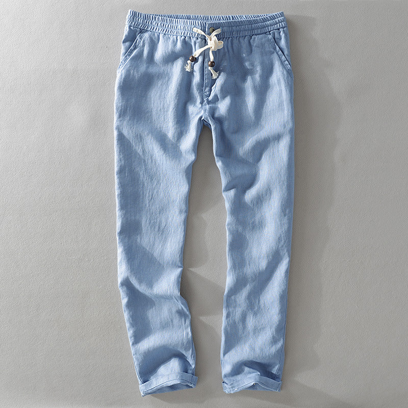 Harrington 100% linnen broek met elastische comfortband