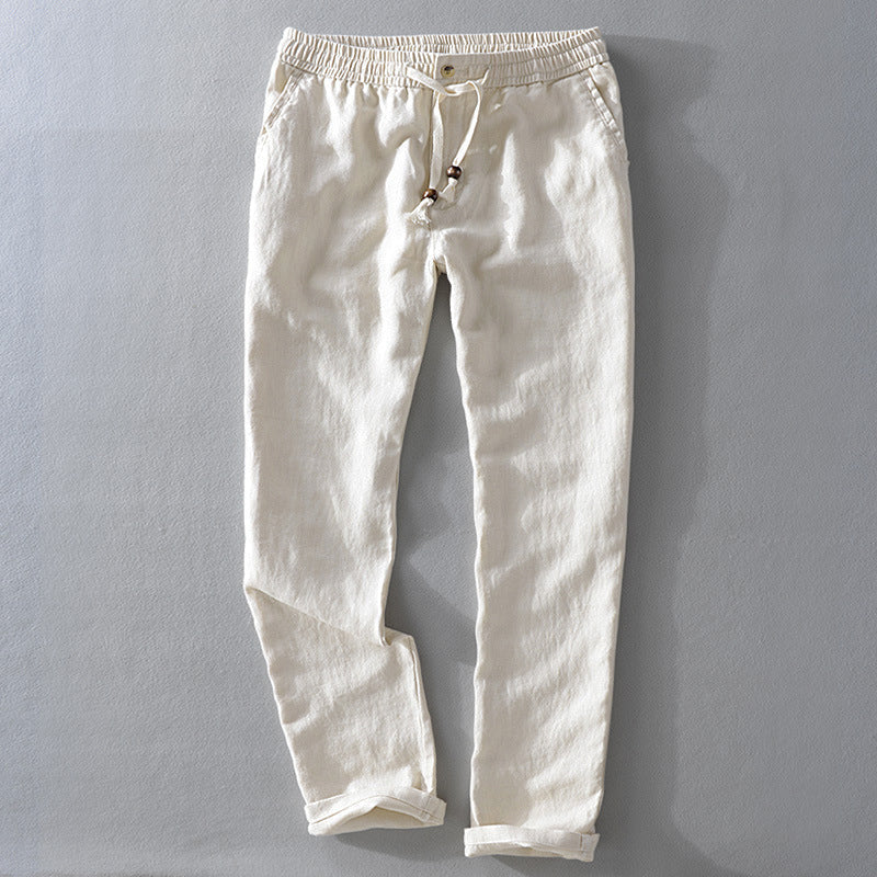 Harrington 100% linnen broek met elastische comfortband
