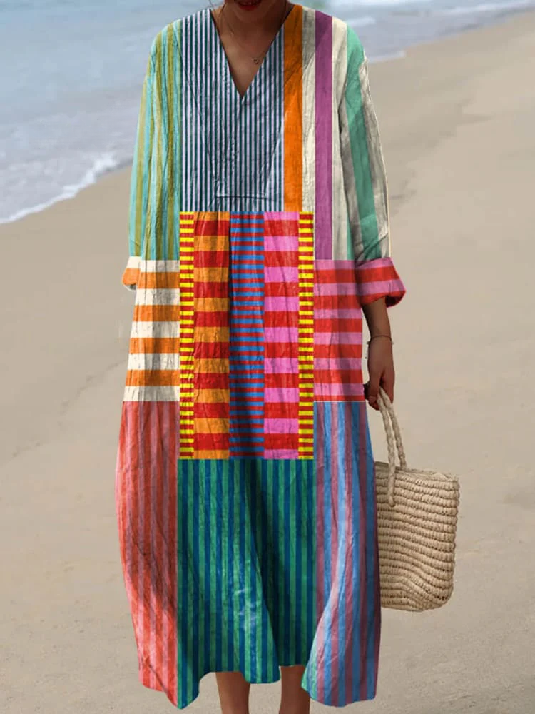 Retro jurk met geometrische print voor dames