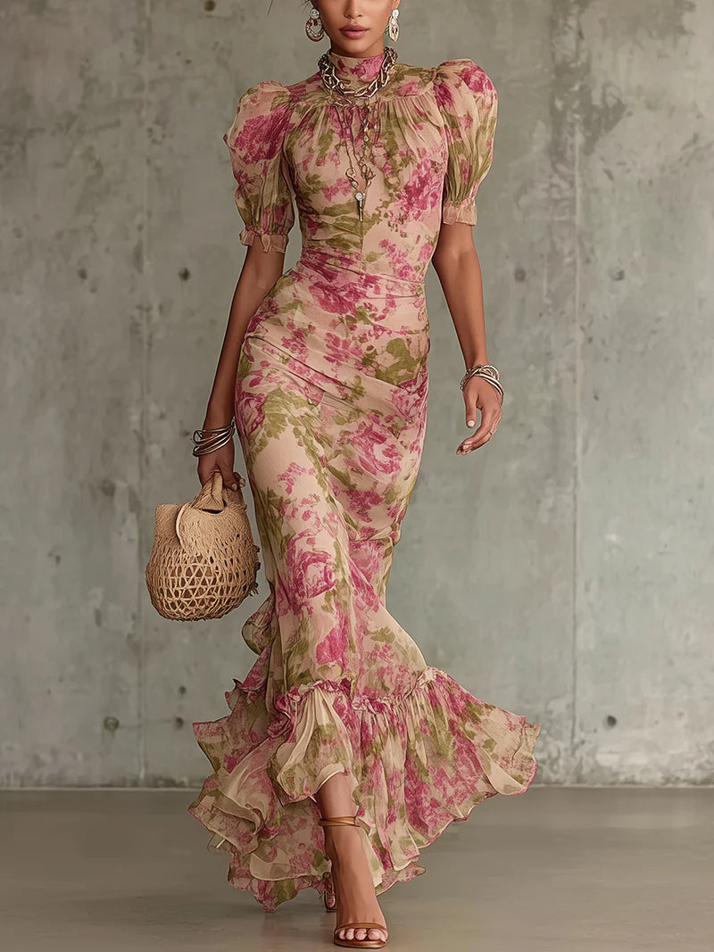 Rosalie™ | Vintage maxi-jurk met rozenprint
