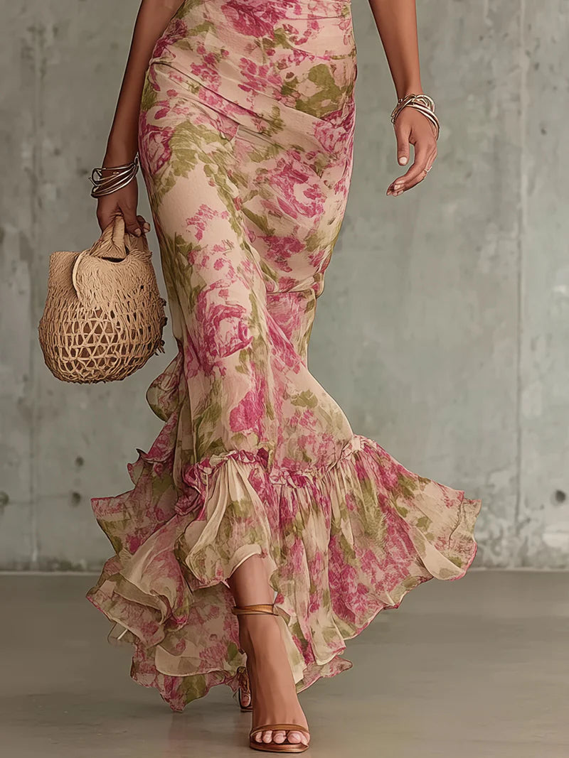Rosalie™ | Vintage maxi-jurk met rozenprint