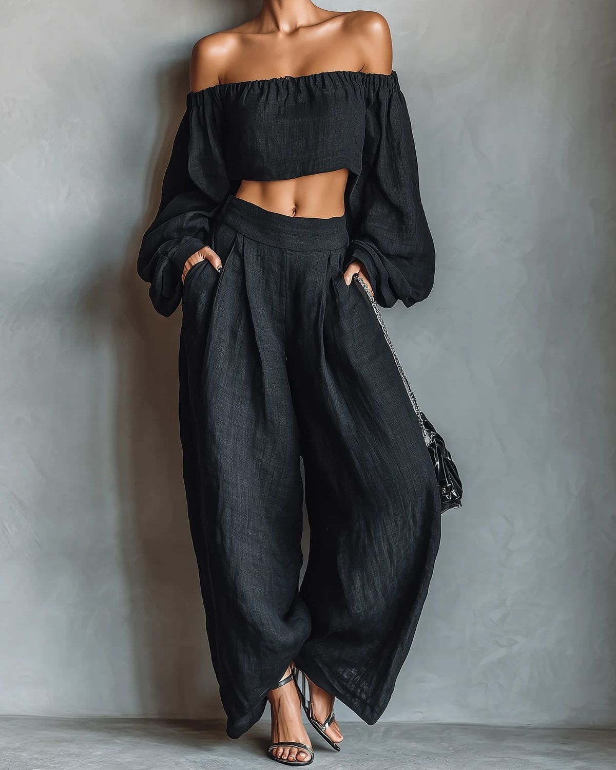 Tess™ || Off-shoulder halslijn met wijde broek