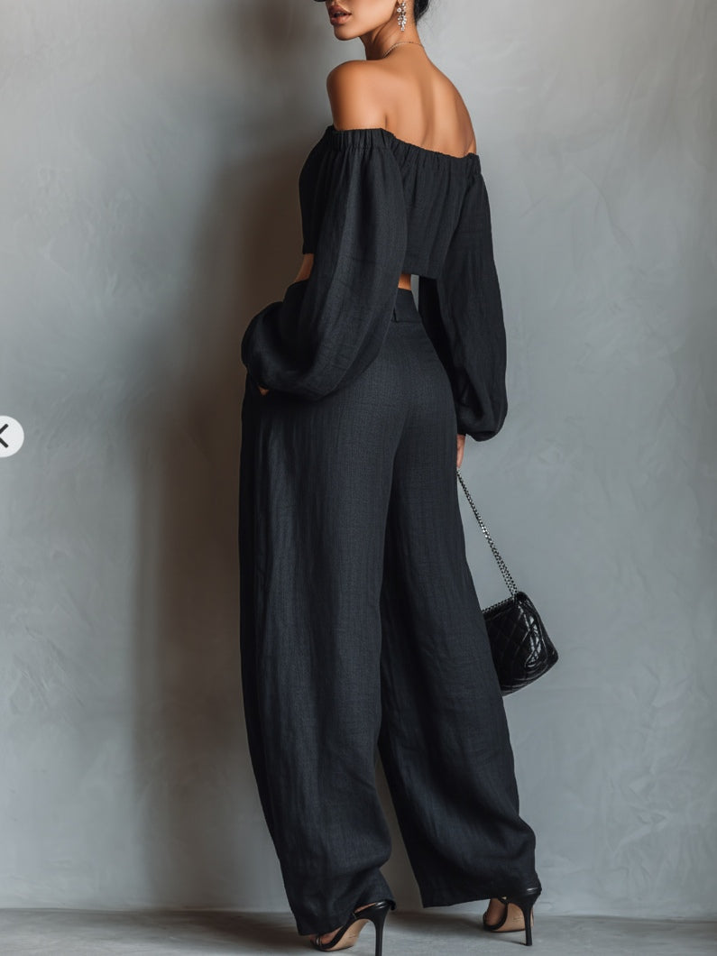 Tess™ || Off-shoulder halslijn met wijde broek