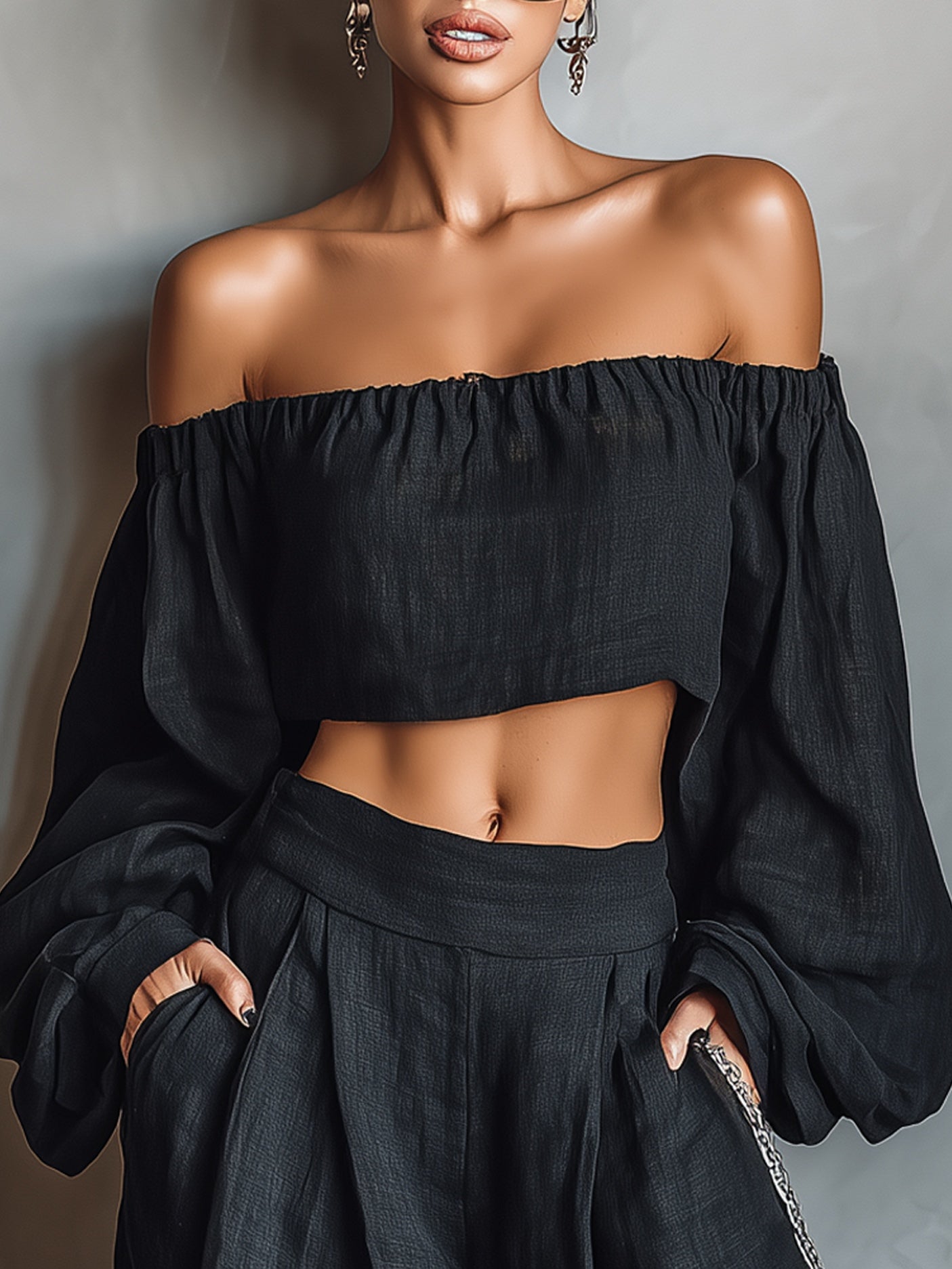 Tess™ || Off-shoulder halslijn met wijde broek