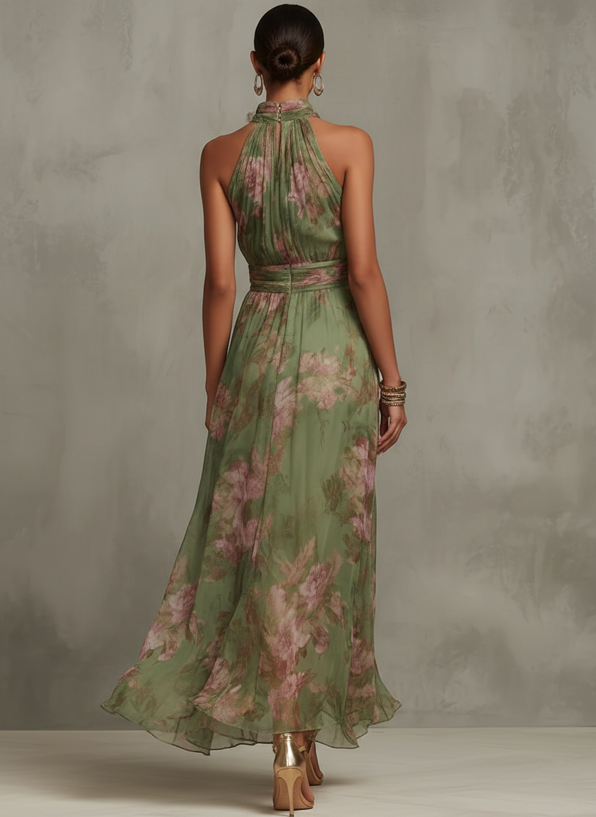 Florine™ | Groene maxi-jurk met bloemenprint