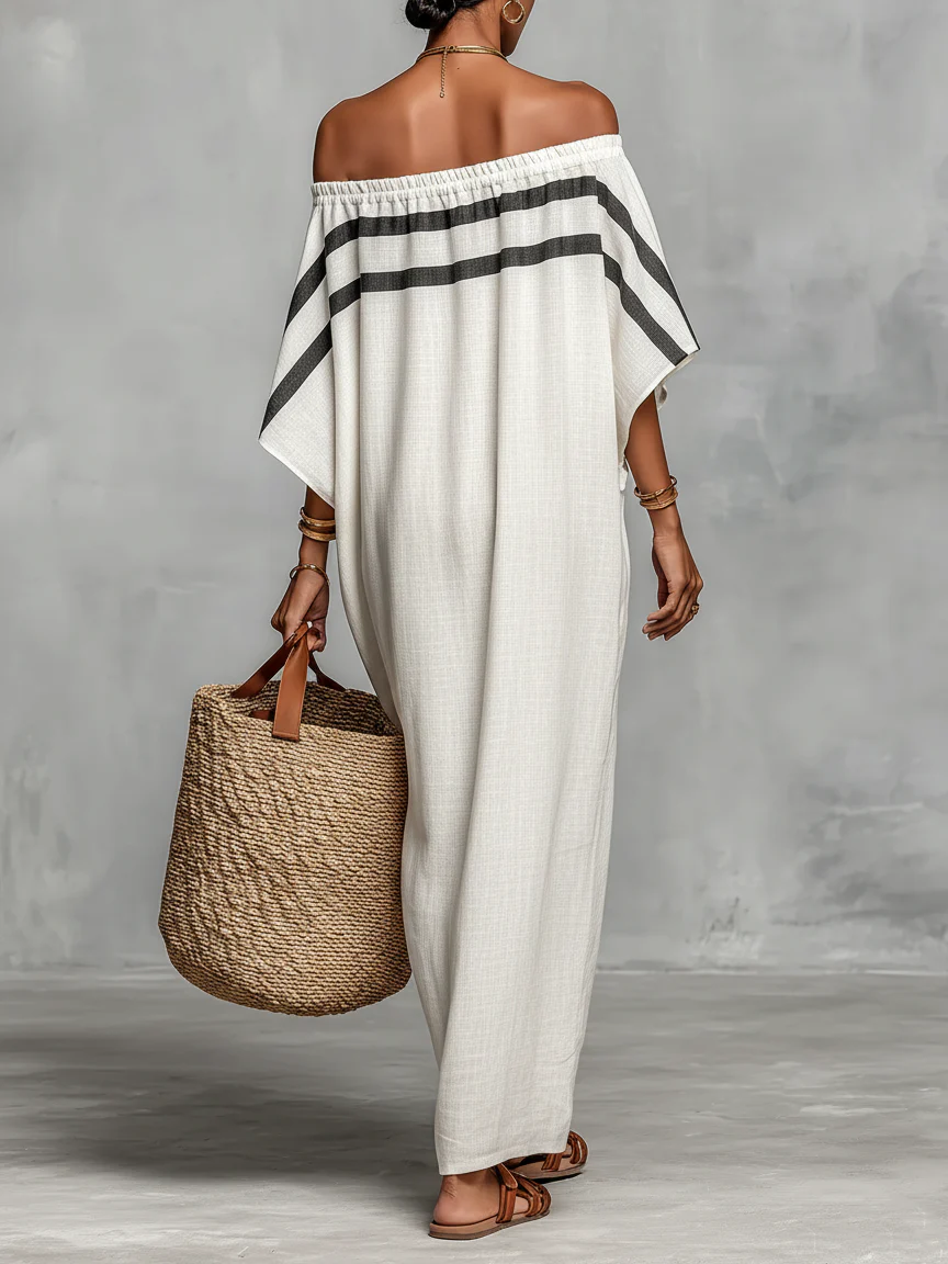 Aveline™ | Off-shoulder maxi-jurk met vleermuismouwen