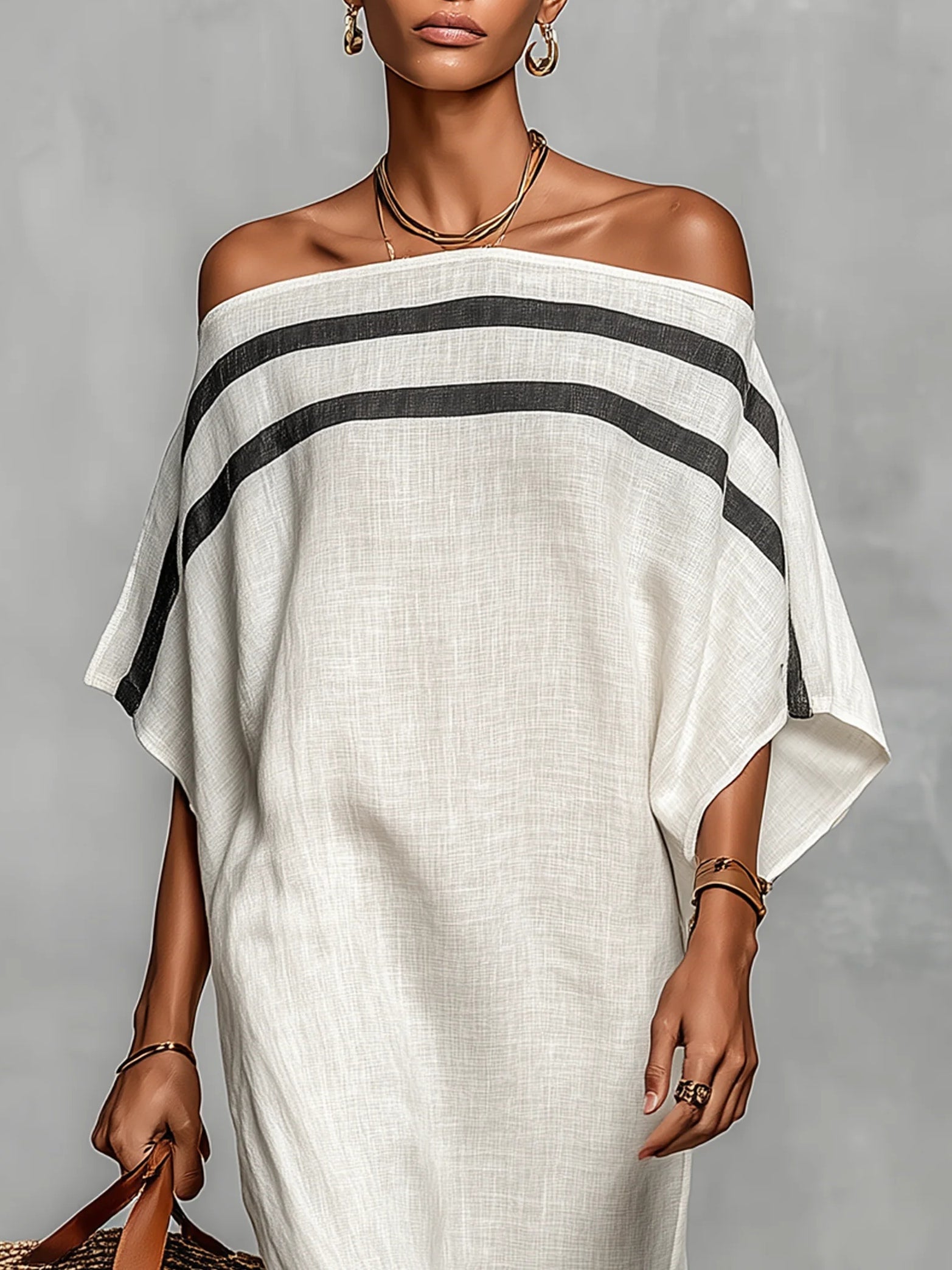 Aveline™ | Off-shoulder maxi-jurk met vleermuismouwen
