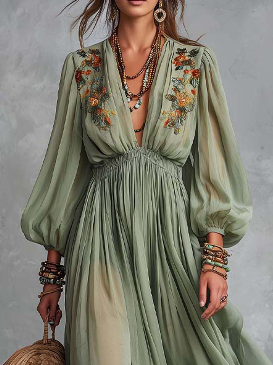 Élodine™ | Maxi-jurk met Boheemse bloemenprint