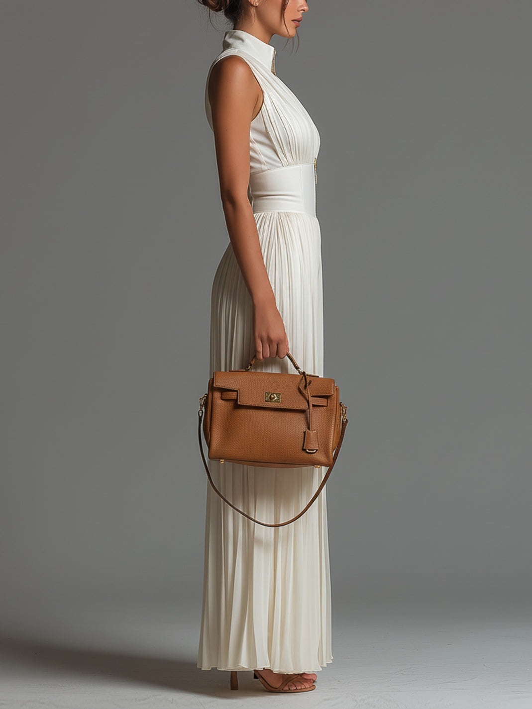 Zsófia Jumpsuit | Plissé Chiffon in Weiß