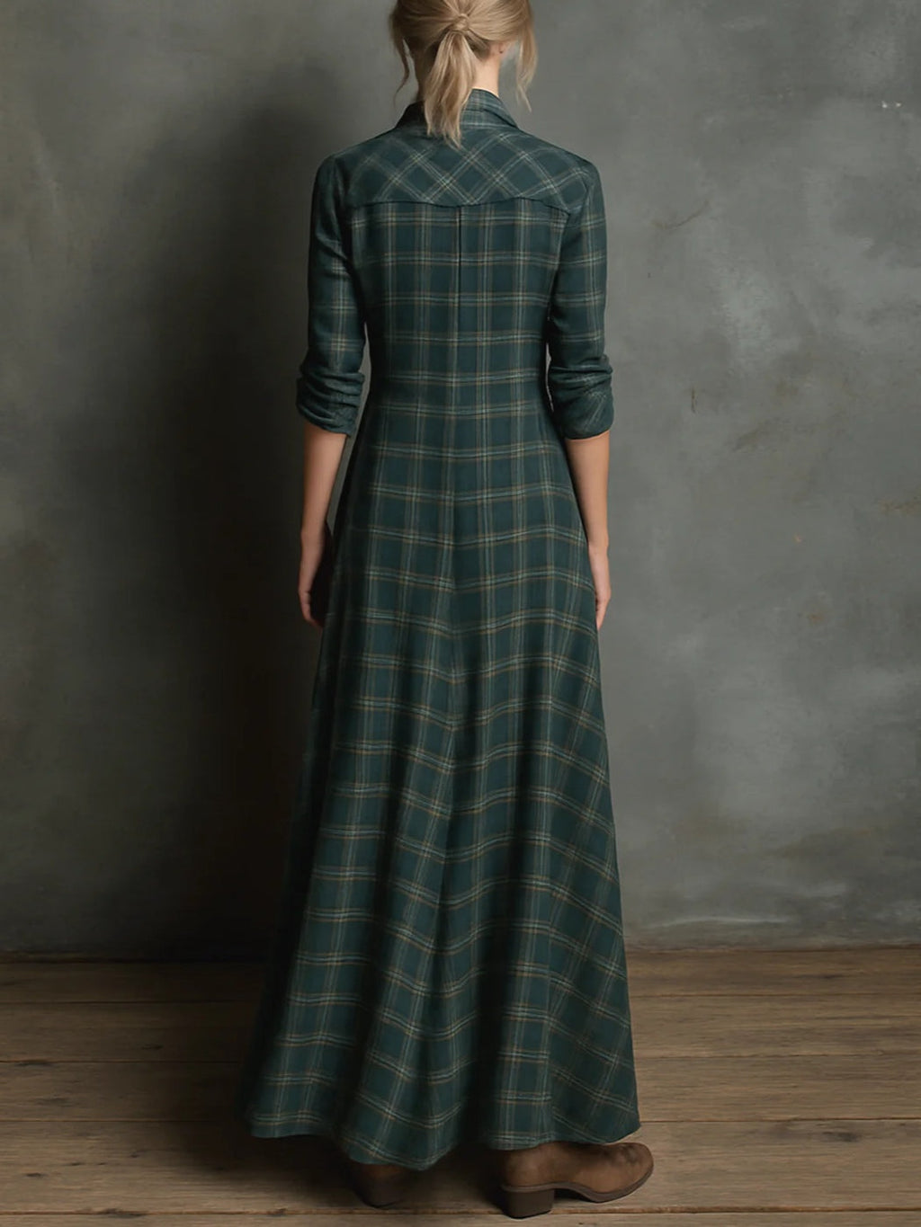 Valentina | Langärmeliges kariertes Kleid
