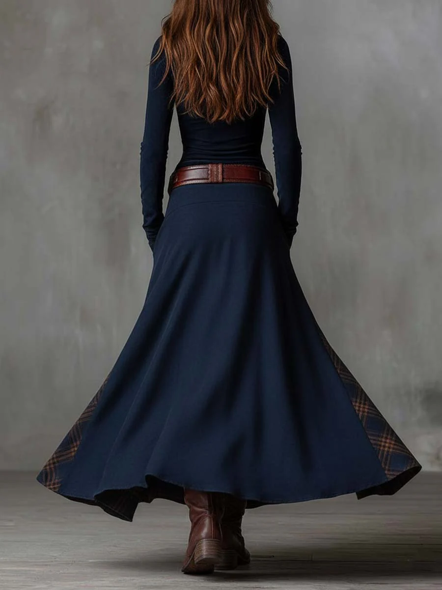 Élise | Maxikleid aus Wildleder-Optik mit Taillengürtel