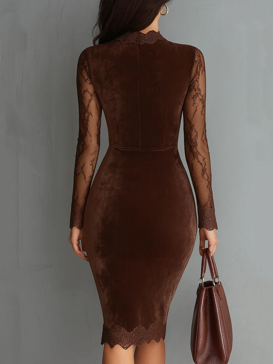 Aurelia™ | Fluwelen mini-jurk met kanten mouwen