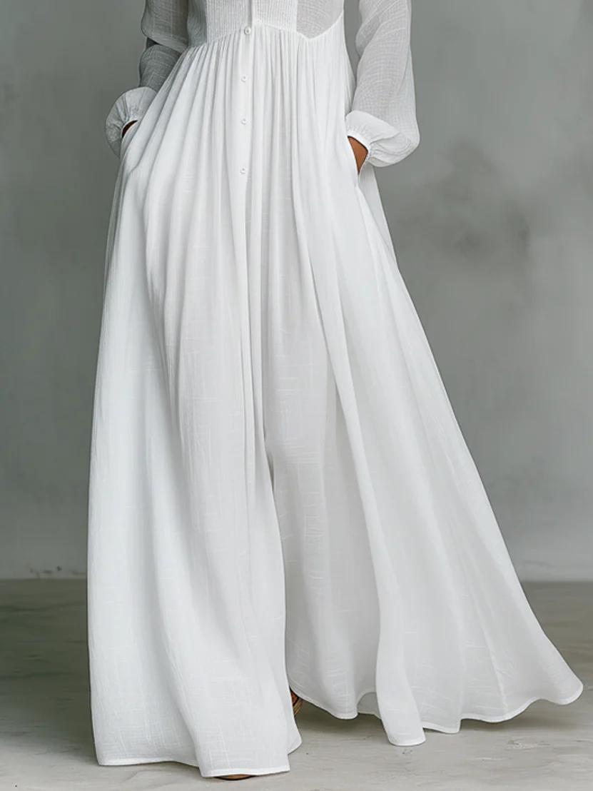 Leonie™ | Minimalistische maxi-jurk met opstaande kraag