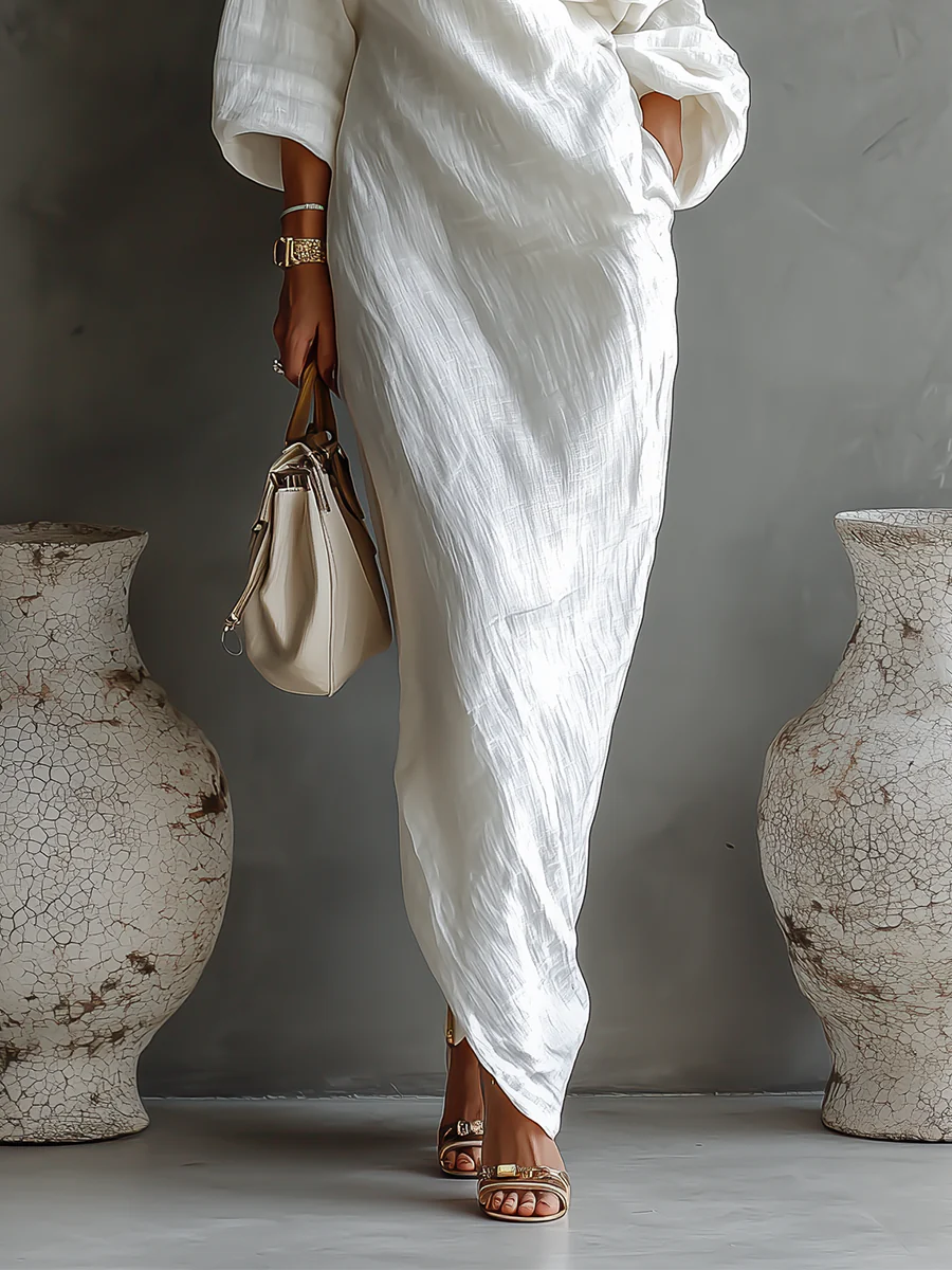 Elise™ | Elegante witte off-the-shoulder maxi-jurk