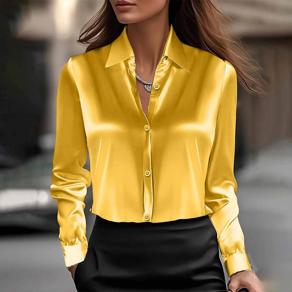 Bella Couture luxe satijnen damesblouse