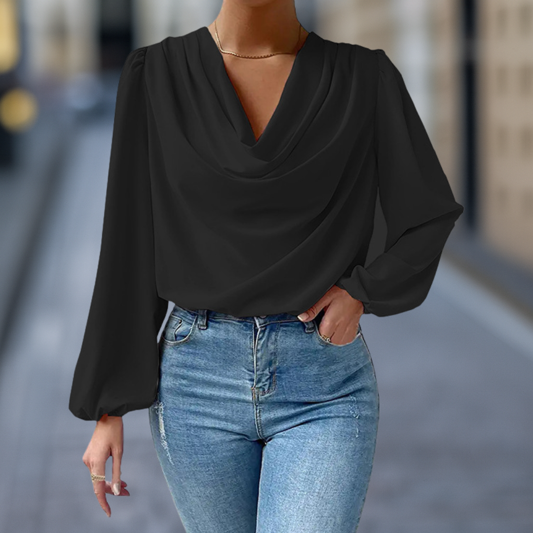 Celeste Luxe elegante gedrapeerde damesblouse