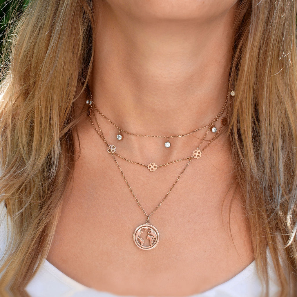BonnyBliss ketting klaverblad roos