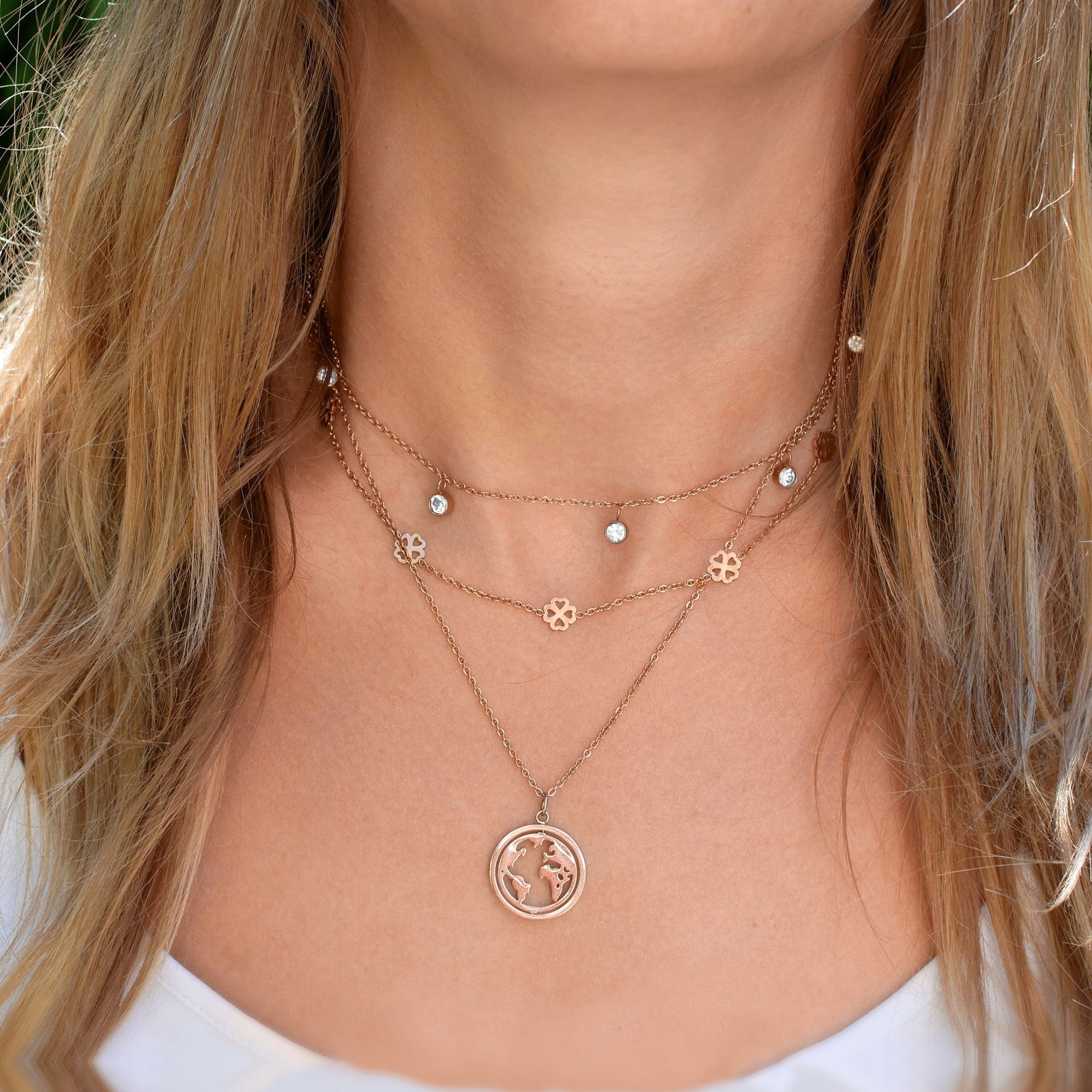 BonnyBliss ketting klaverblad roos