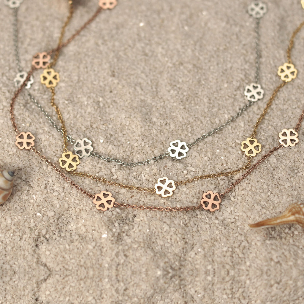 BonnyBliss ketting klaverblad roos