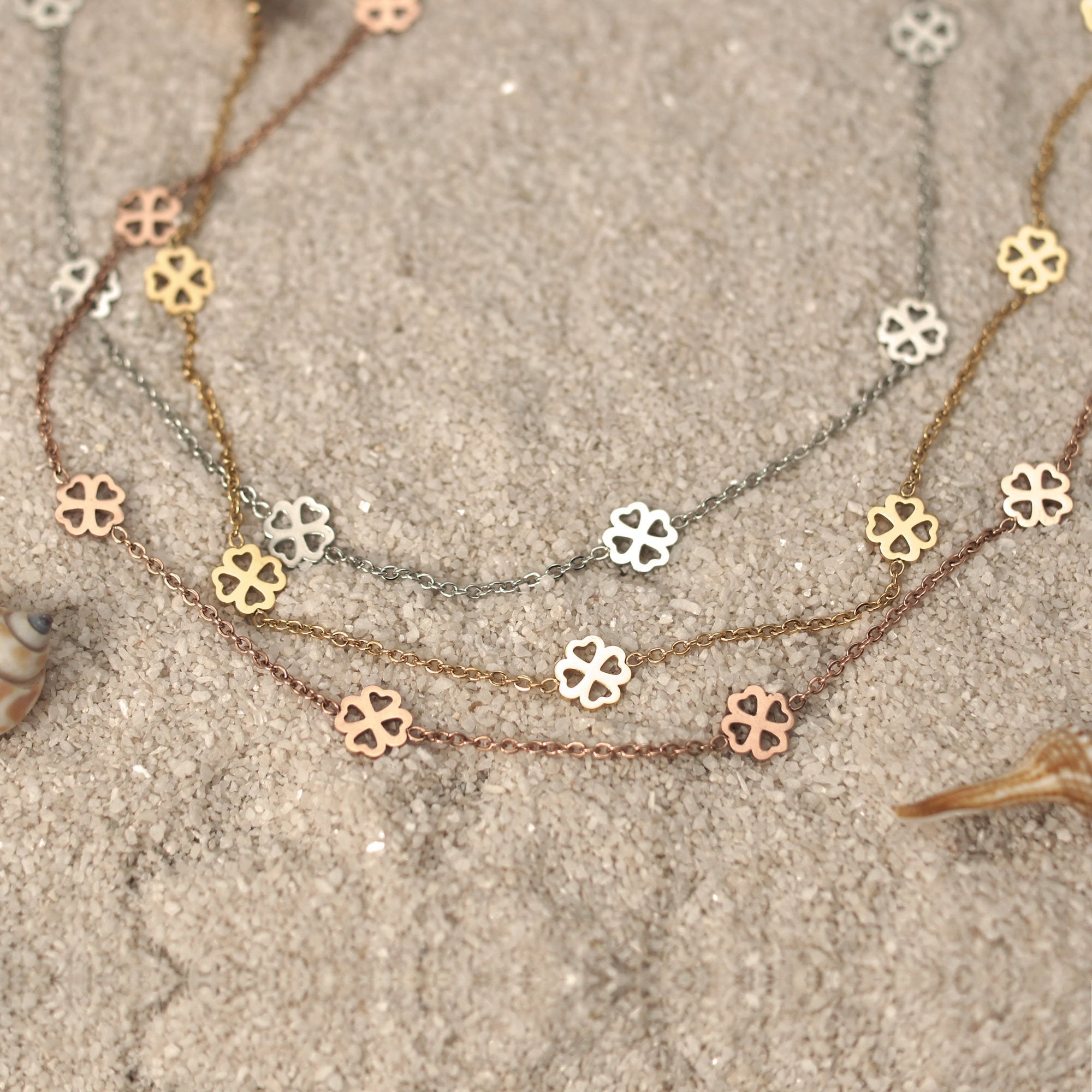 BonnyBliss ketting klaverblad roos