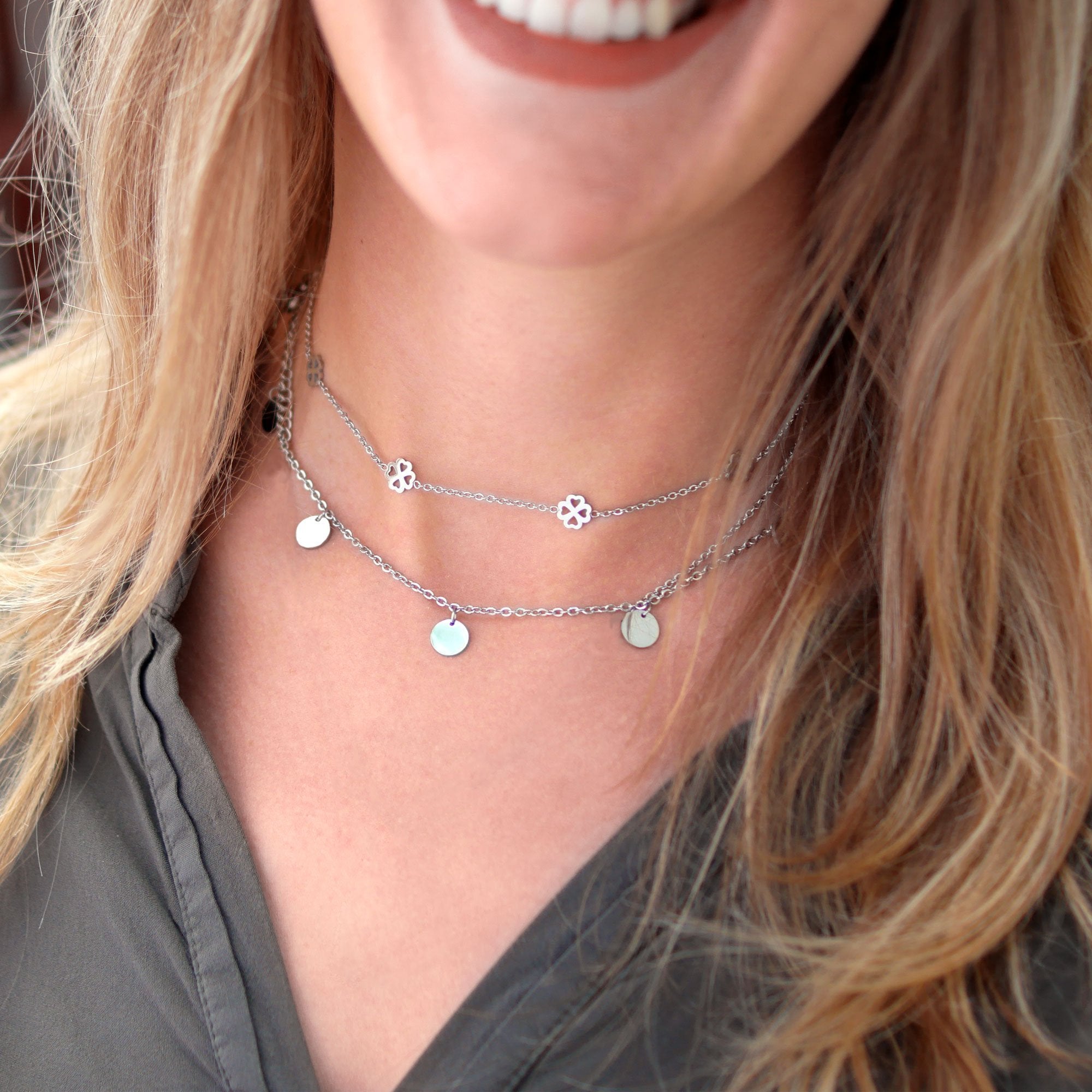 BonnyBliss ketting klaverblad zilver