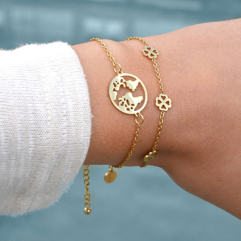 Bundel: BonnyBliss klaverbladketting + gouden armband