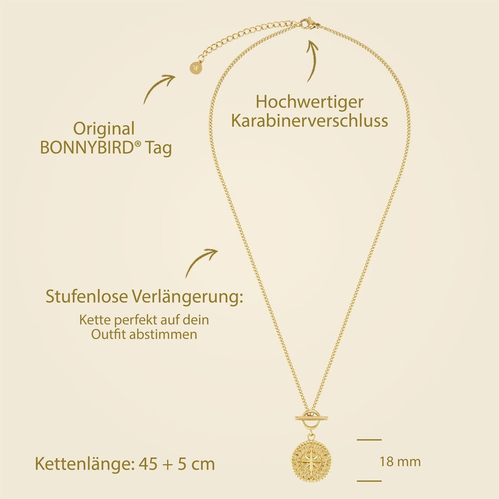 BonnyCompass ketting met kompas hanger goud