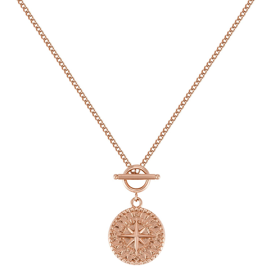 BonnyCompass ketting met kompas hanger rosé goud