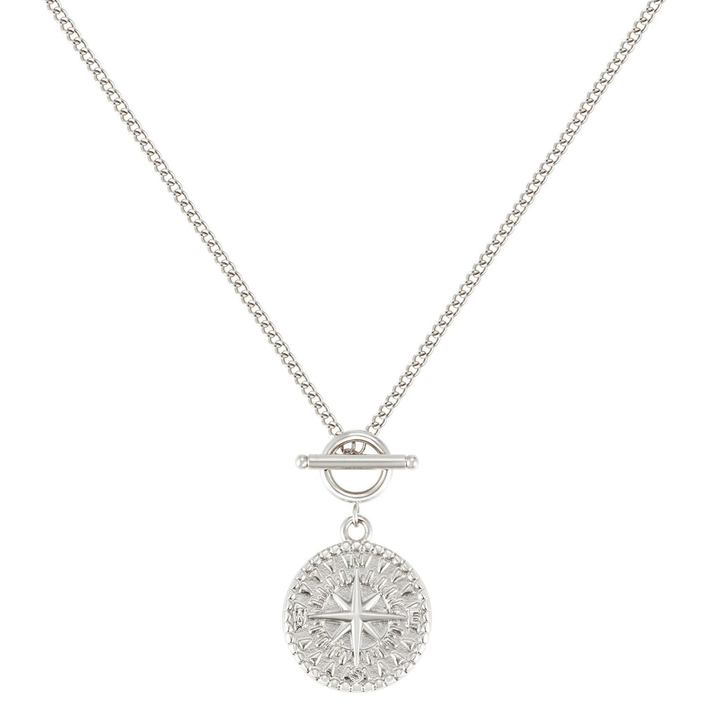 BonnyCompass ketting met kompas hanger zilver
