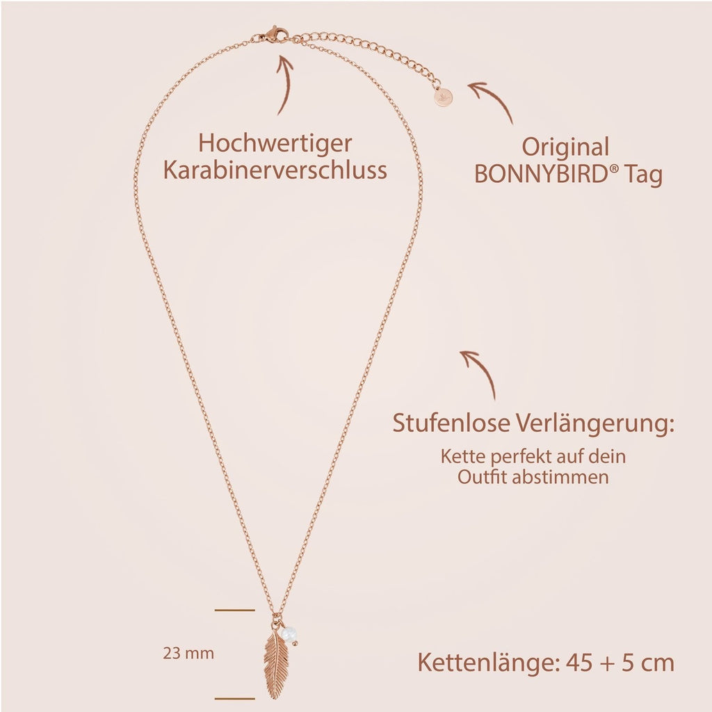 BonnyFeather veren ketting rosé goud