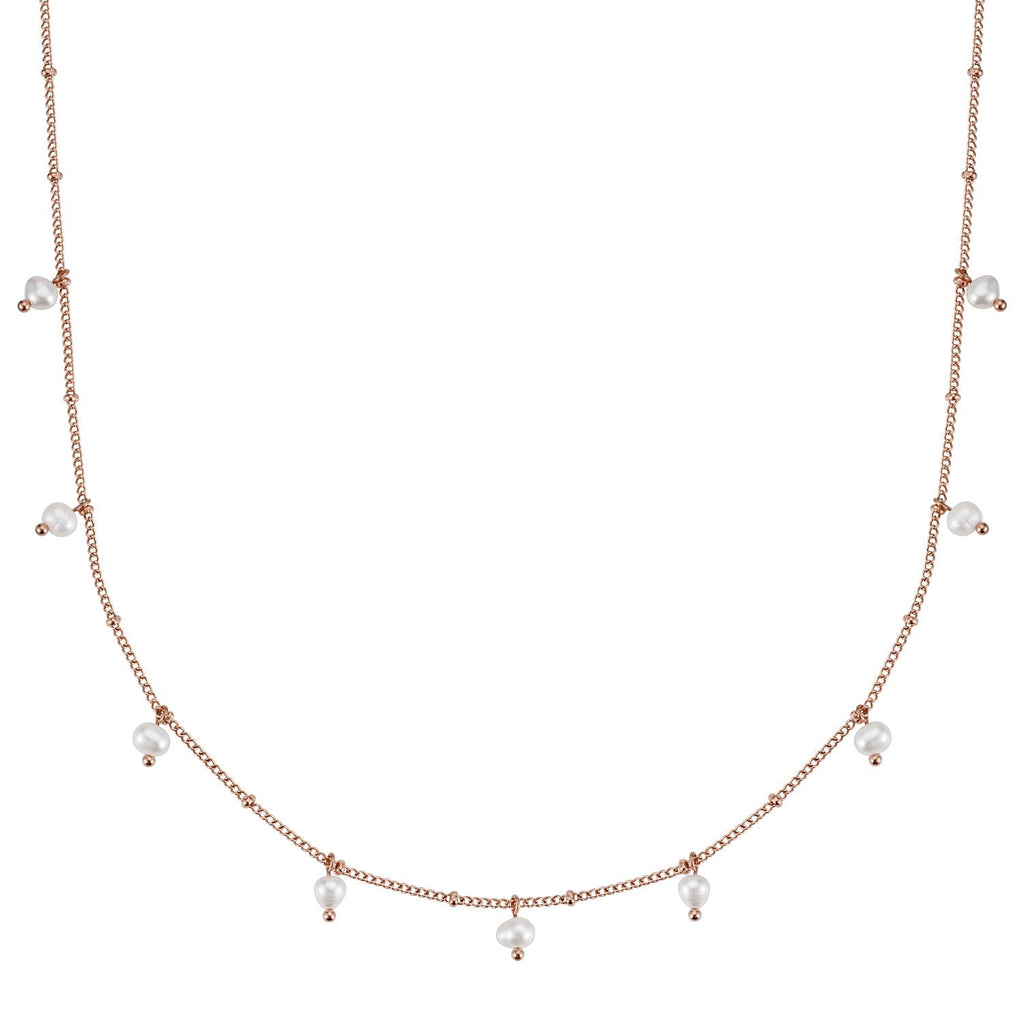 BonnyOcean ketting rosé goud met echte zoetwaterparels