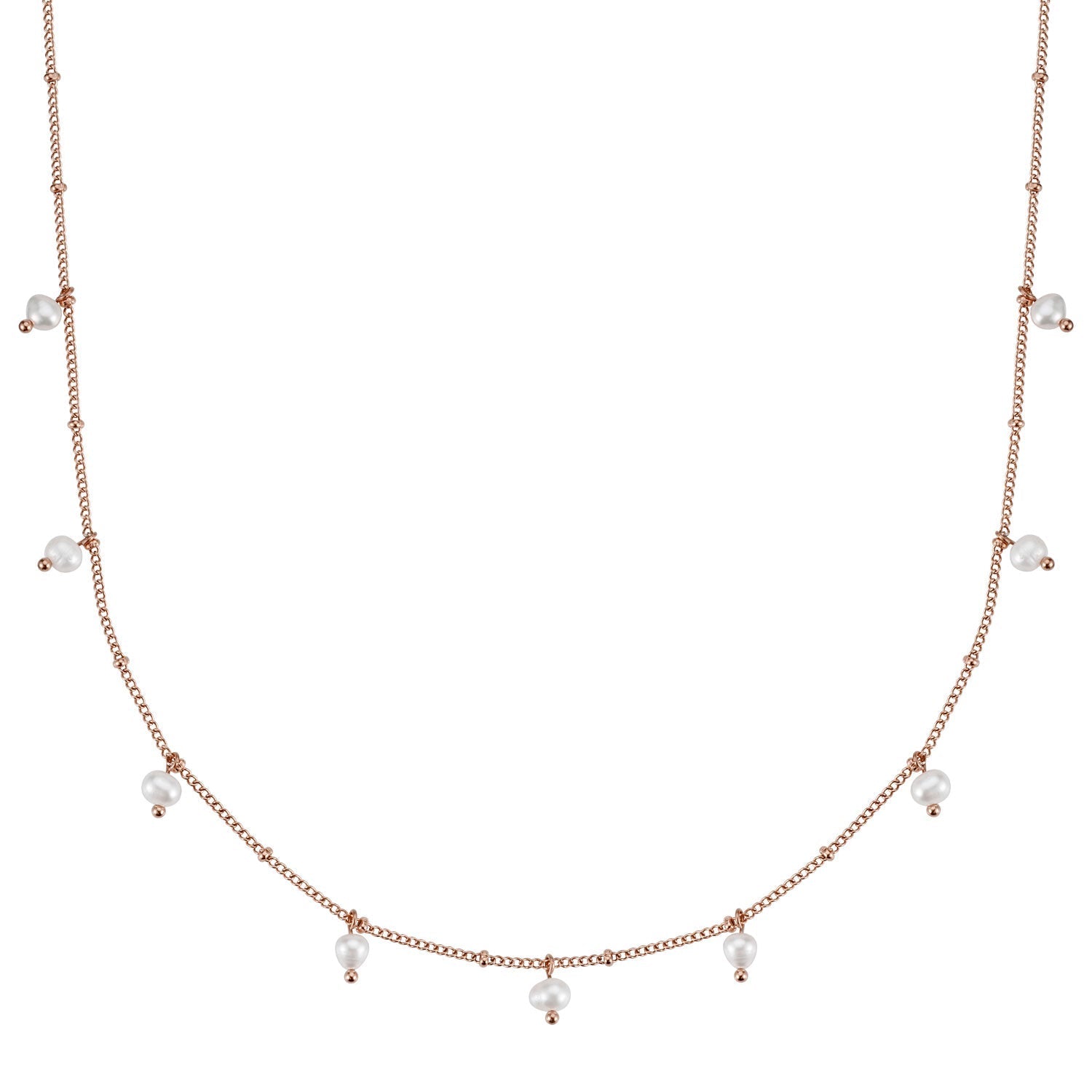 BonnyOcean ketting rosé goud met echte zoetwaterparels