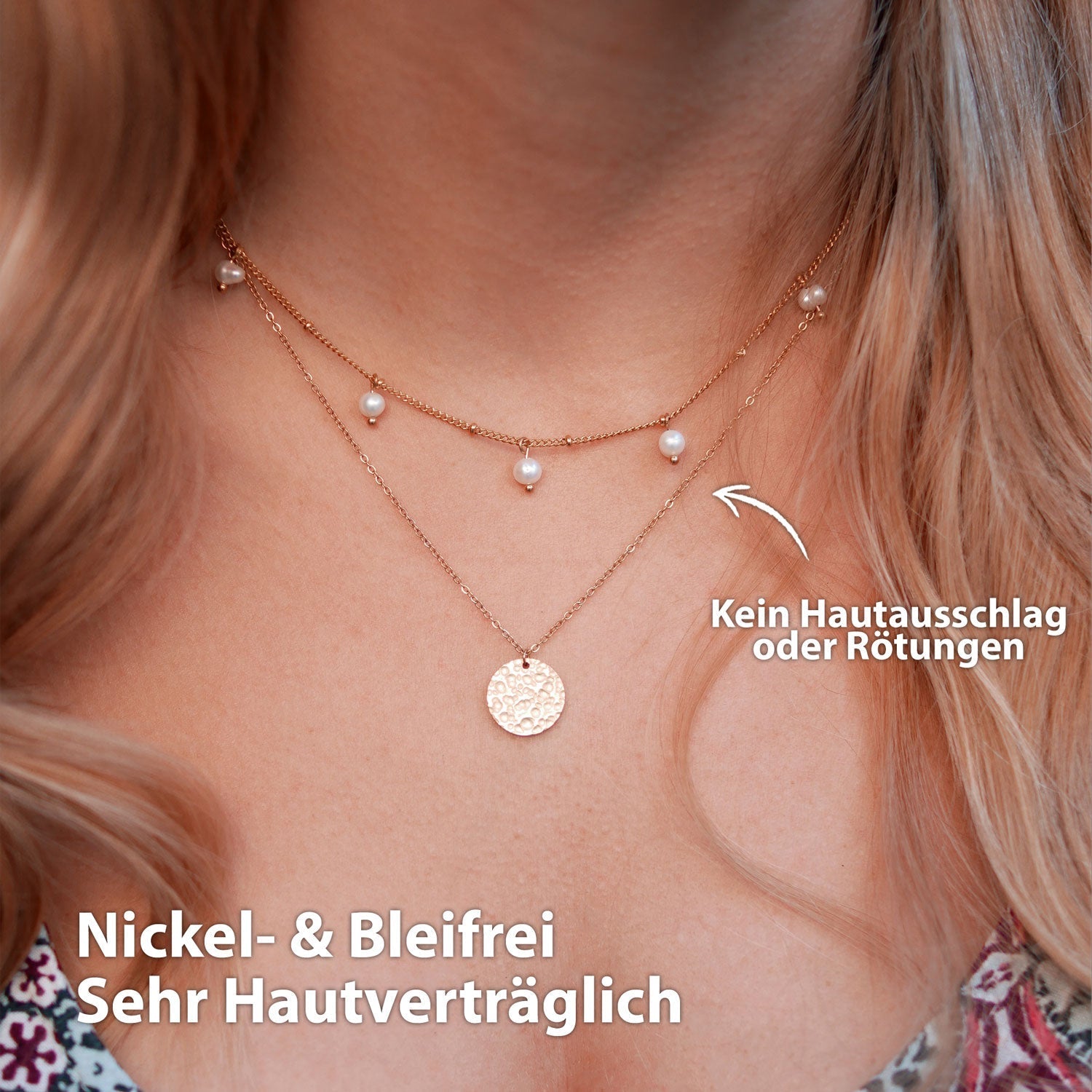 BonnyOcean ketting rosé goud met echte zoetwaterparels