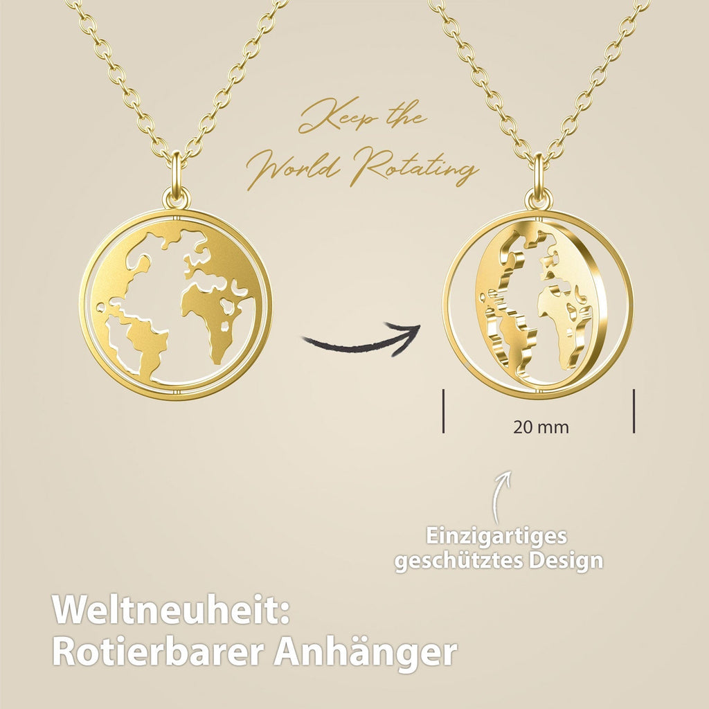 BonnyWorld ketting met draaibare wereldbol goud