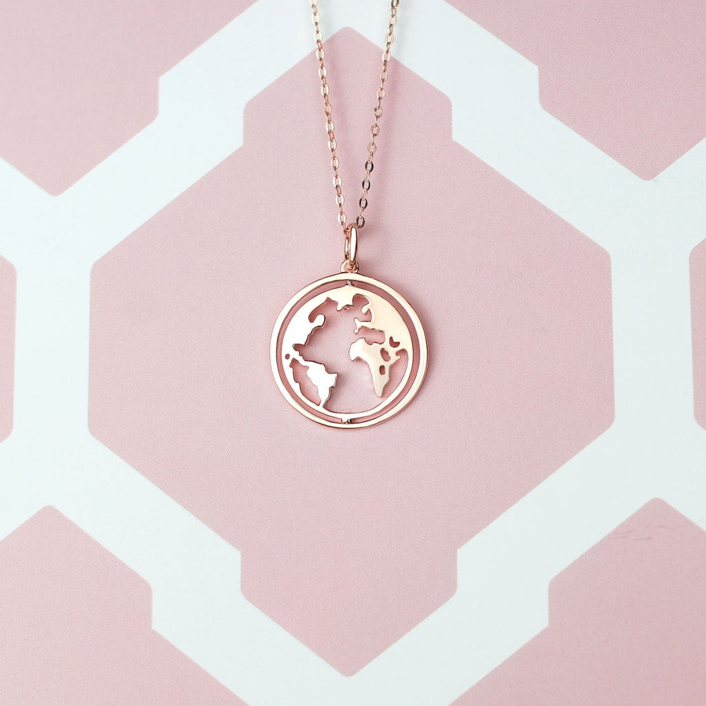 BonnyWorld ketting met draaibare wereldbol roos