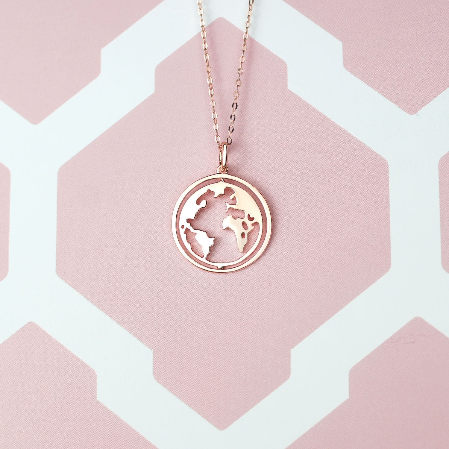 BonnyWorld ketting met draaibare wereldbol roos