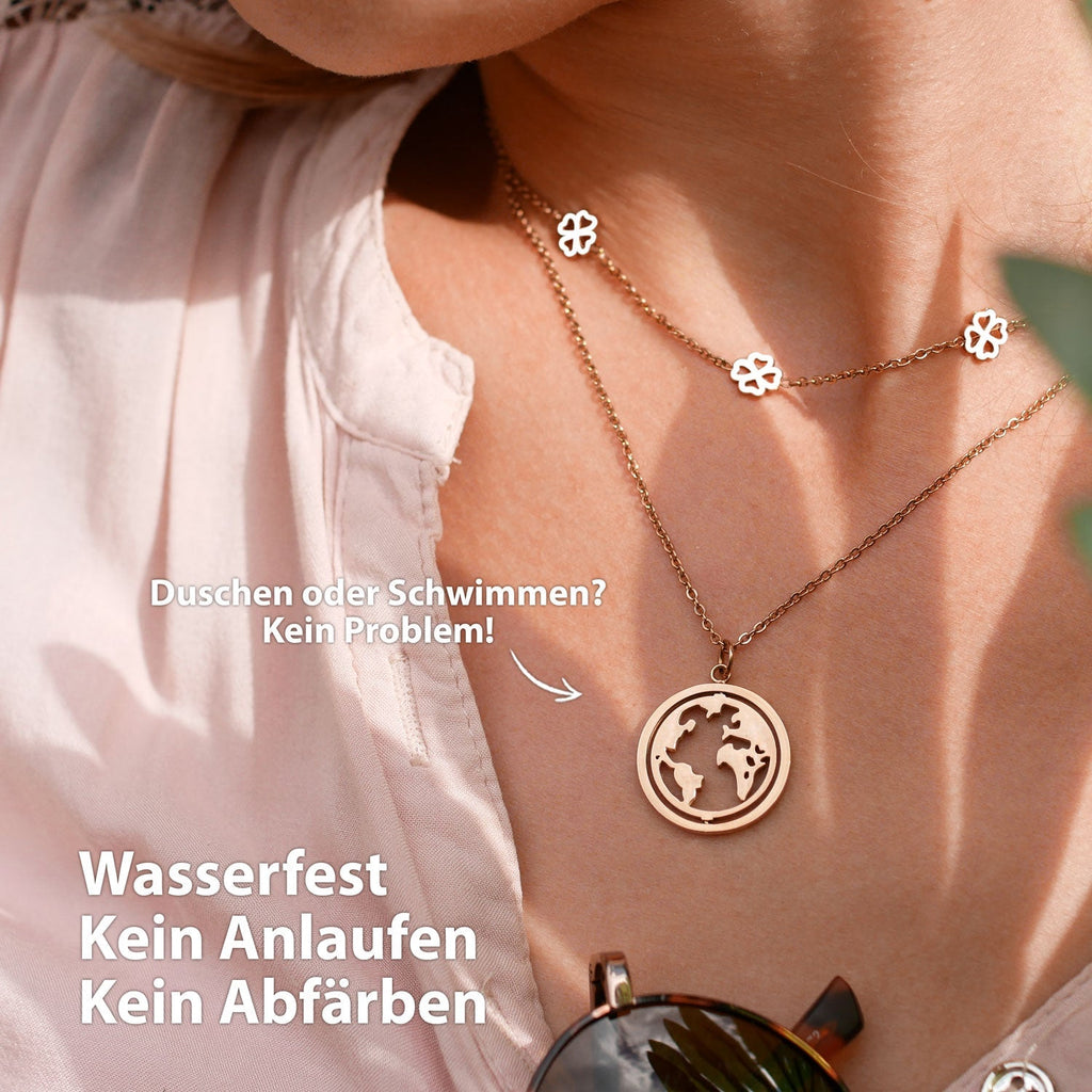 BonnyWorld ketting met draaibare wereldbol roos