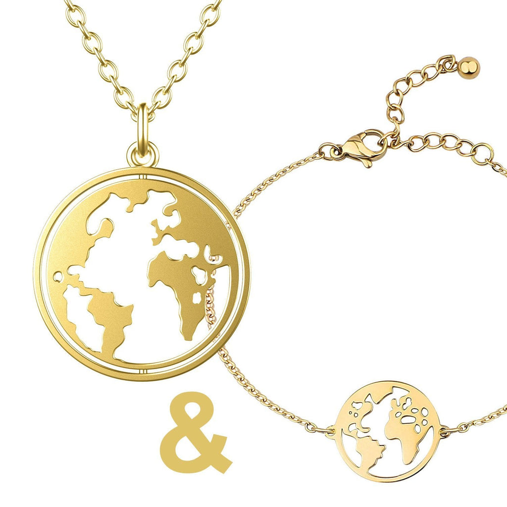 Bundel: BonnyWorld globe ketting + gouden armband