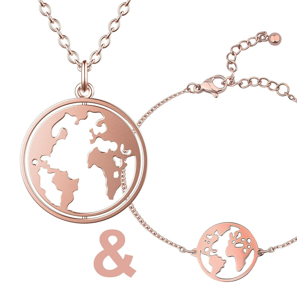 Bundel: BonnyWorld wereldbolketting + roségouden armband